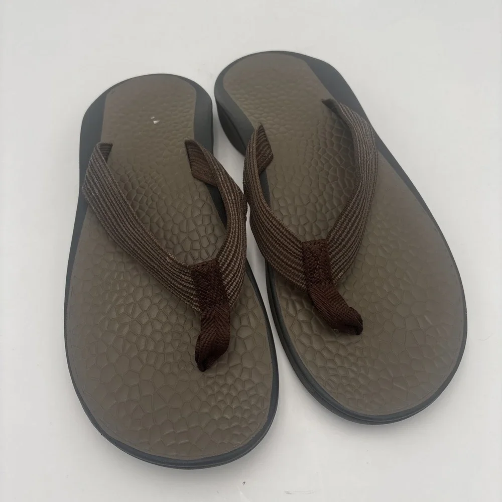 Chaco Classic Flip Flop Brown Sandals Shoes Men's Size‎ 12 Canvas Strap Thong